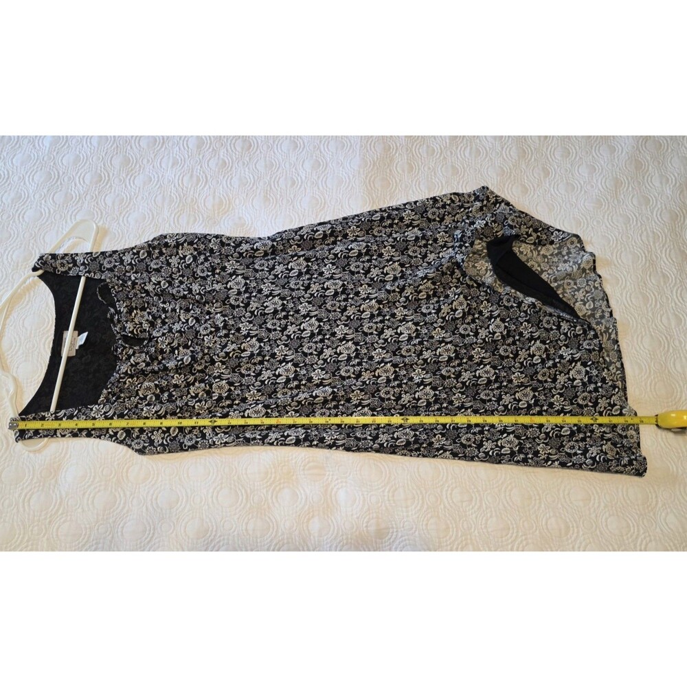 Loft Petites Summer Dress 8 Petite Black And White Floral Print Keyhole Neck 8P - Picture 5 of 6